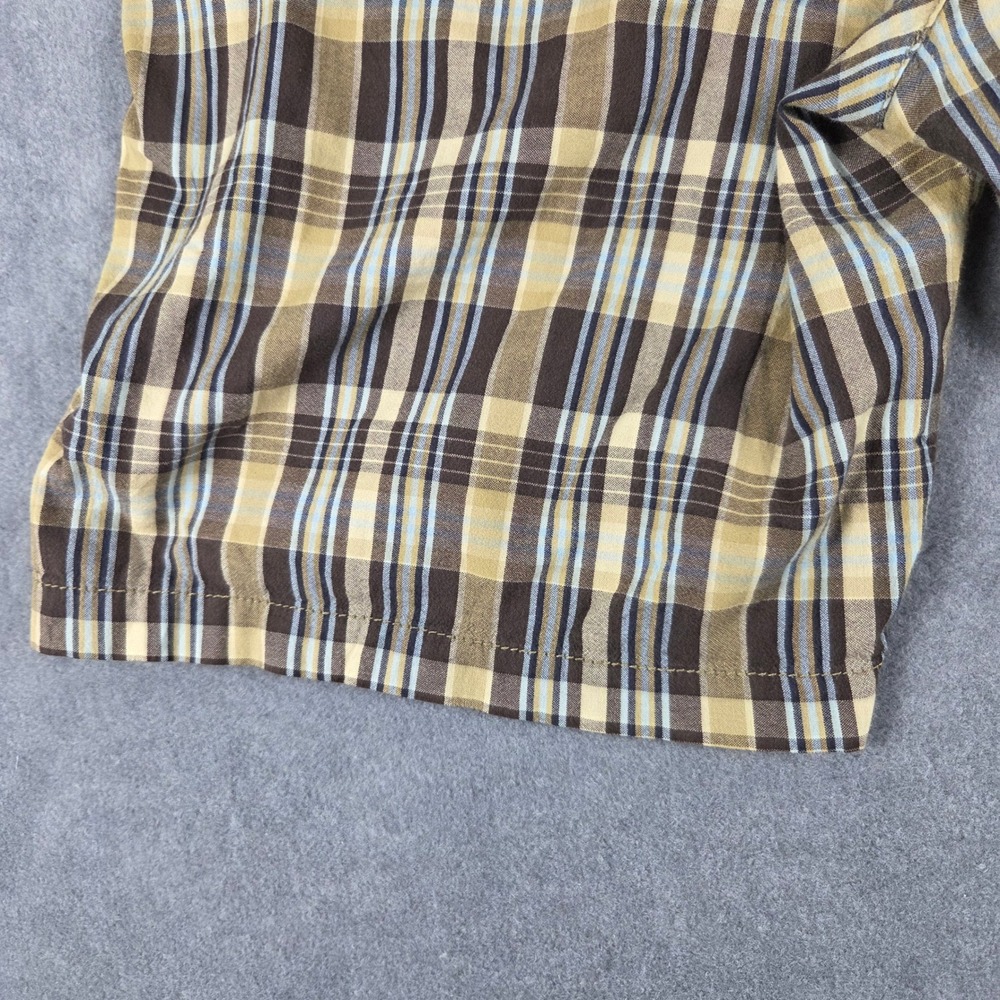 IZOD Plaid Shorts Mens 38 Brown Tan Blue Excellent Cotton Flat Front Casual - Picture 11 of 13